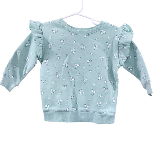 Jumping Beans - Blue Floral Long Sleeve Flutter Sweatshirt, 12 m