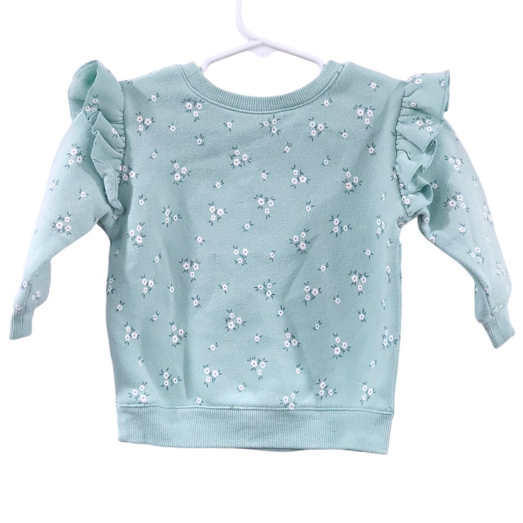 Jumping Beans - Blue Floral Long Sleeve Flutter Sweatshirt, 12 m