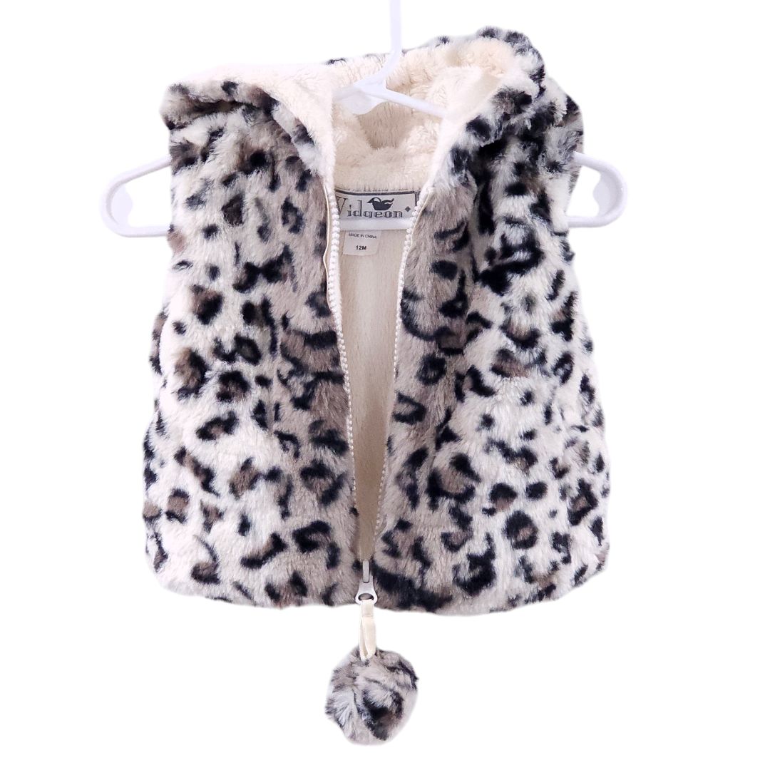 Widgeon - Brown Animal Print Faux Fur Vest, 12 m