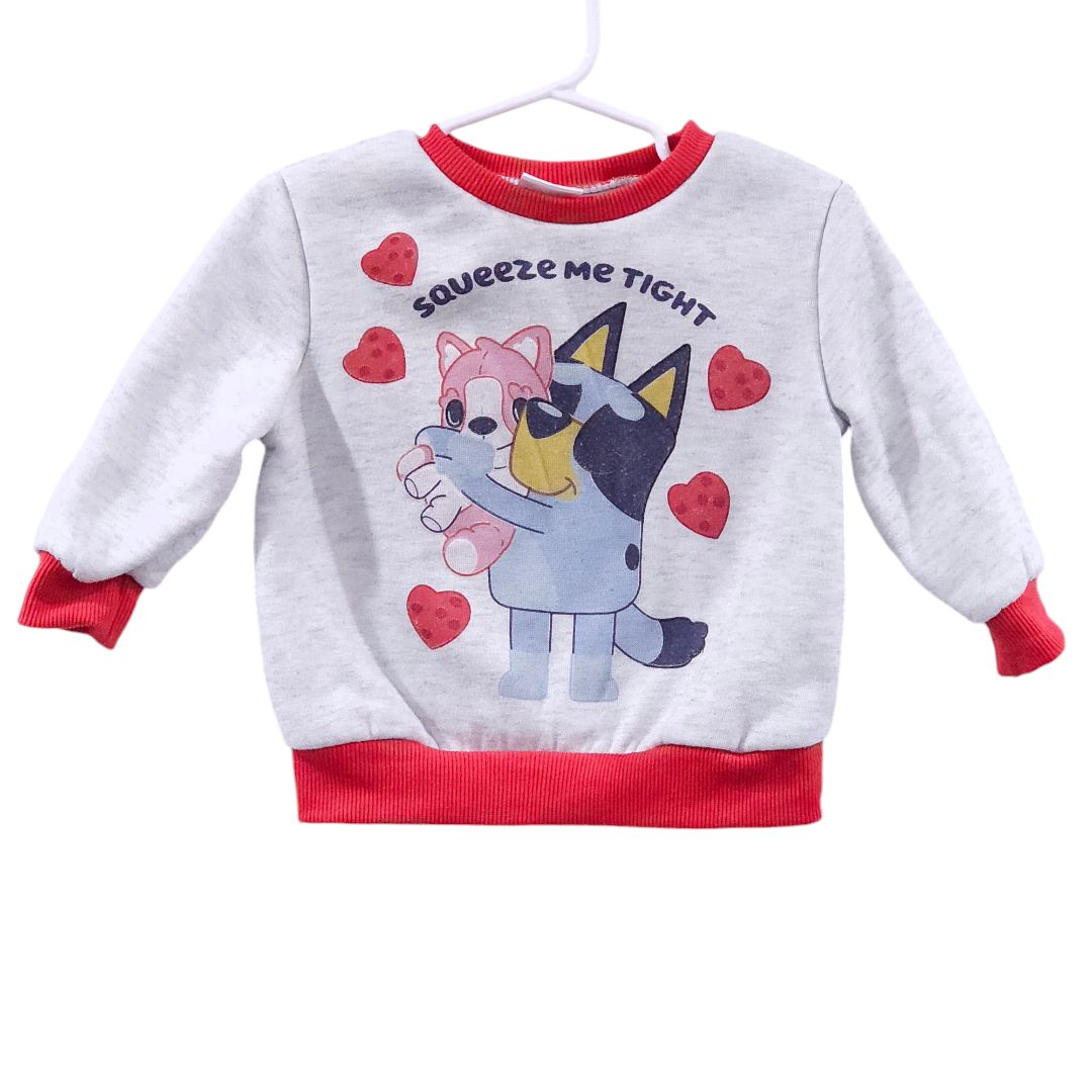 Bluey - Sudadera polar gris y roja, 18 m