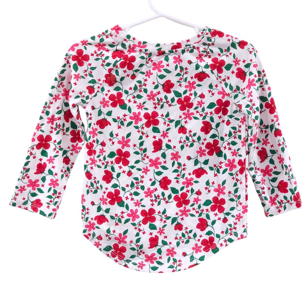 Cat &amp; Jack - Camisa de manga larga con flores blancas y rojas, 2T