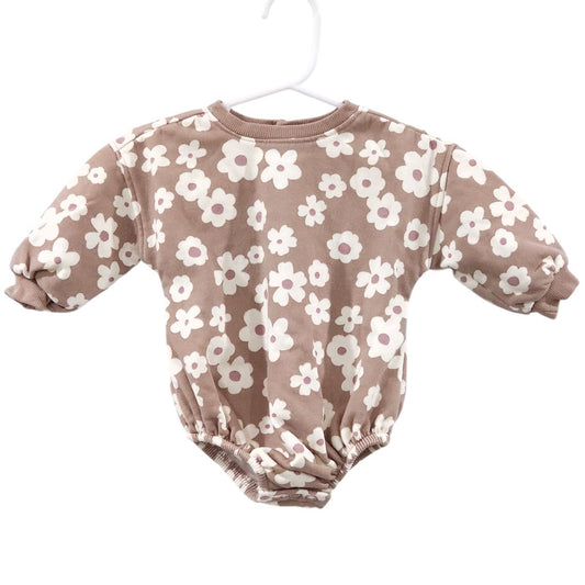 Grayson Collective - Brown Bubble Floral Romper, 0-3 m