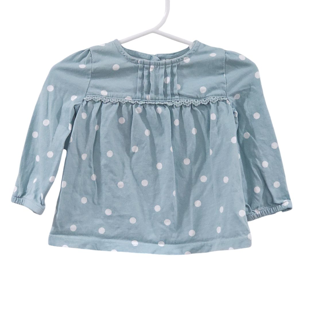 Blusa túnica de manga larga con lunares azules OshKosh B'gosh, 12 m