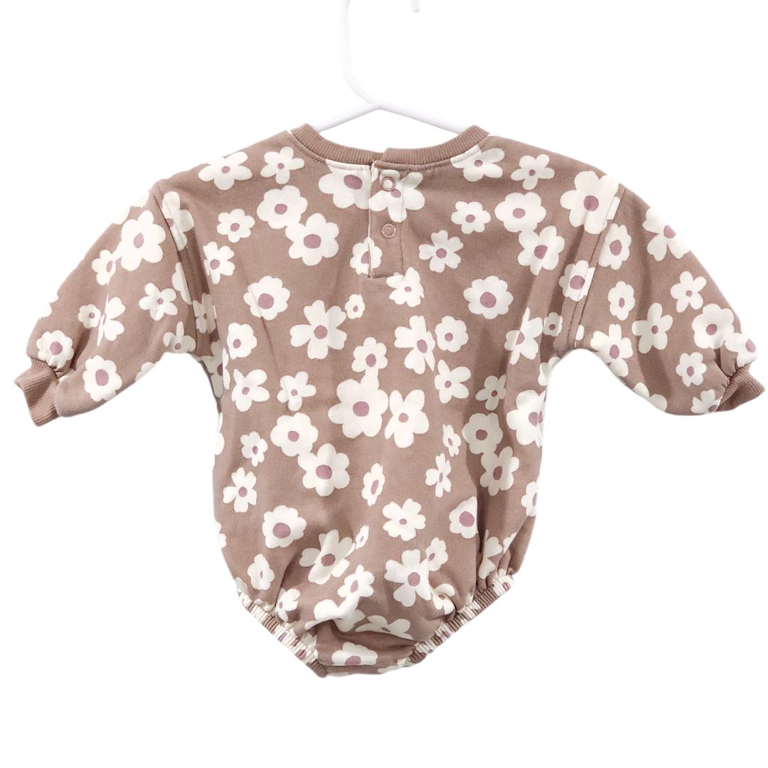 Grayson Collective - Brown Bubble Floral Romper, 0-3 m