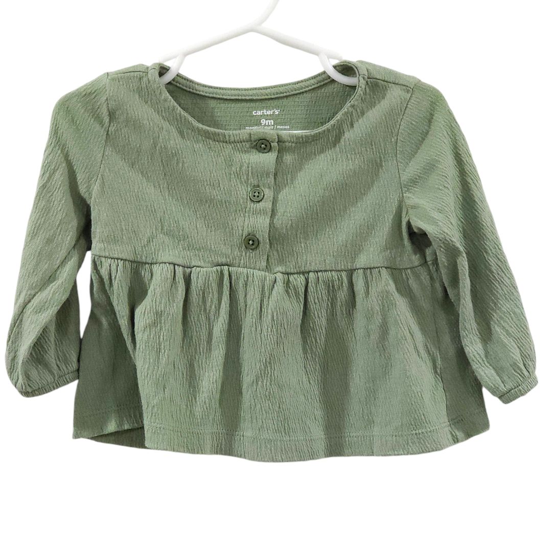 Carter's - Top peplum de manga larga verde, 9 m