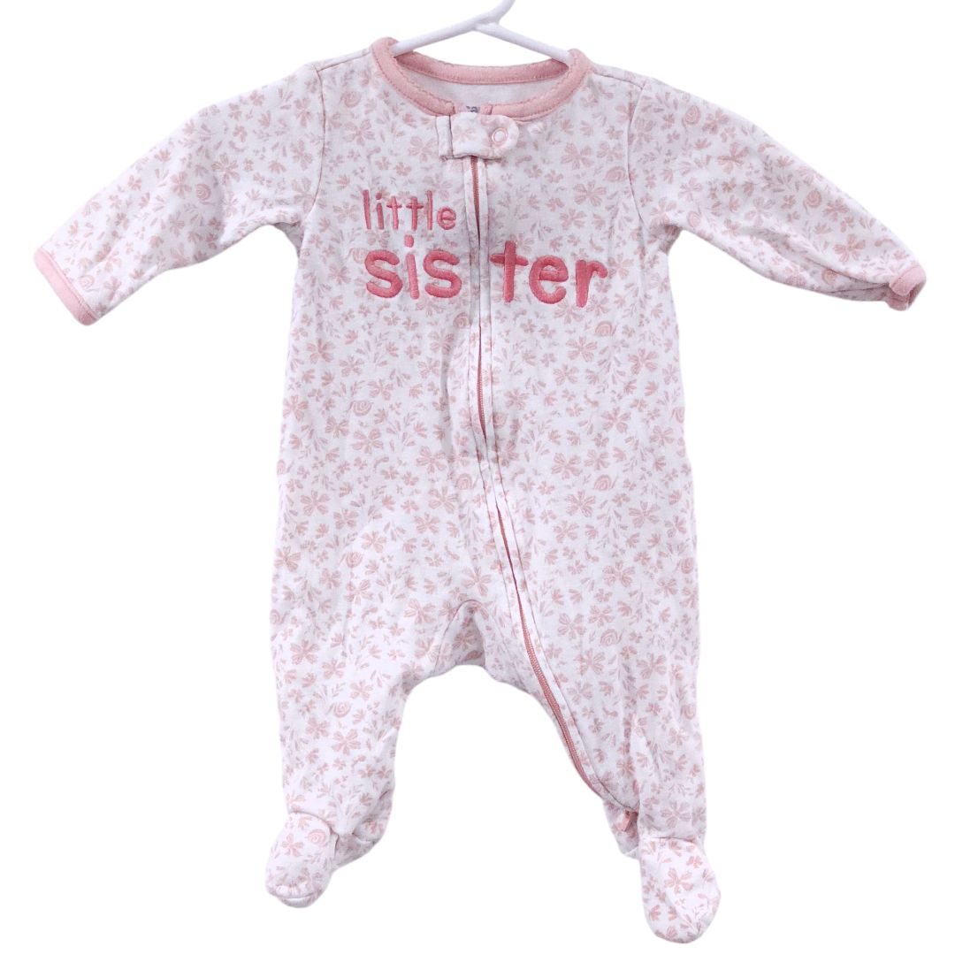 Carter's - Pink Floral "Little Sister" Footed Pajama, 0-3 m