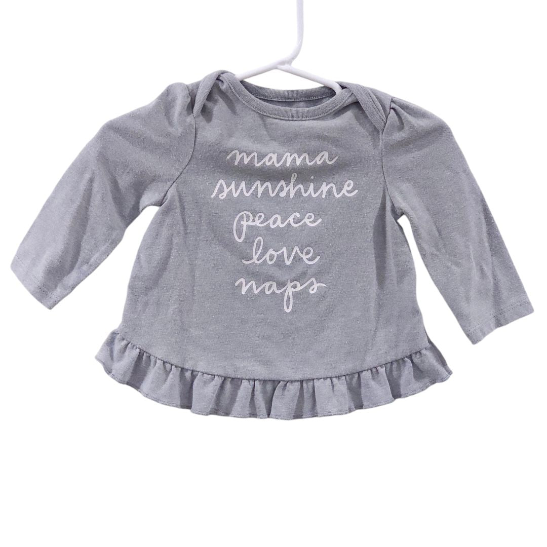 Cat & Jack - Gray "Mama, Sunshine, Peace, Love, Naps" Long Sleeve Shirt, 3-6 m