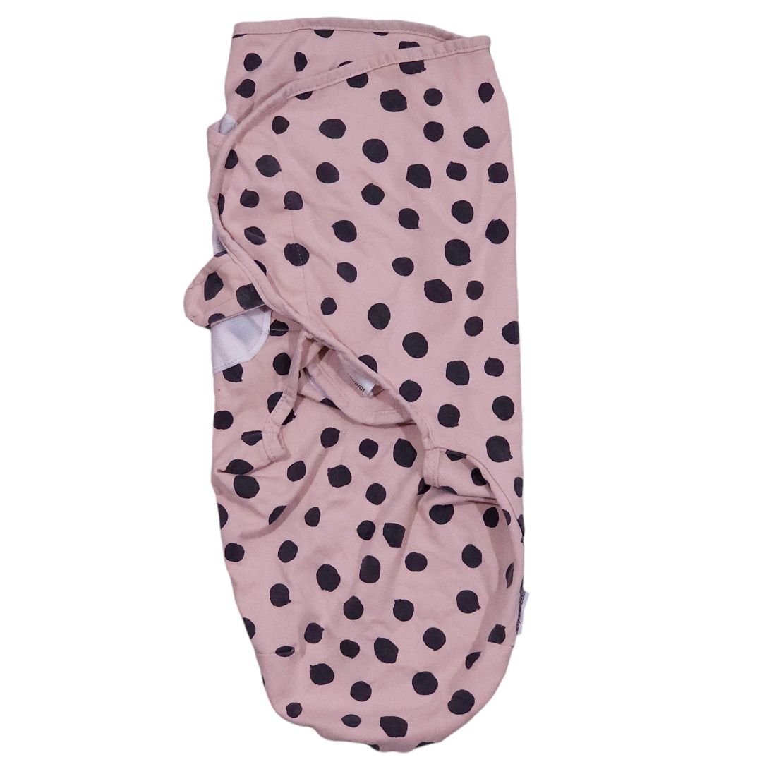 Ely's and Co - Pink and Black Polka Dots Swaddle, 4-6 m