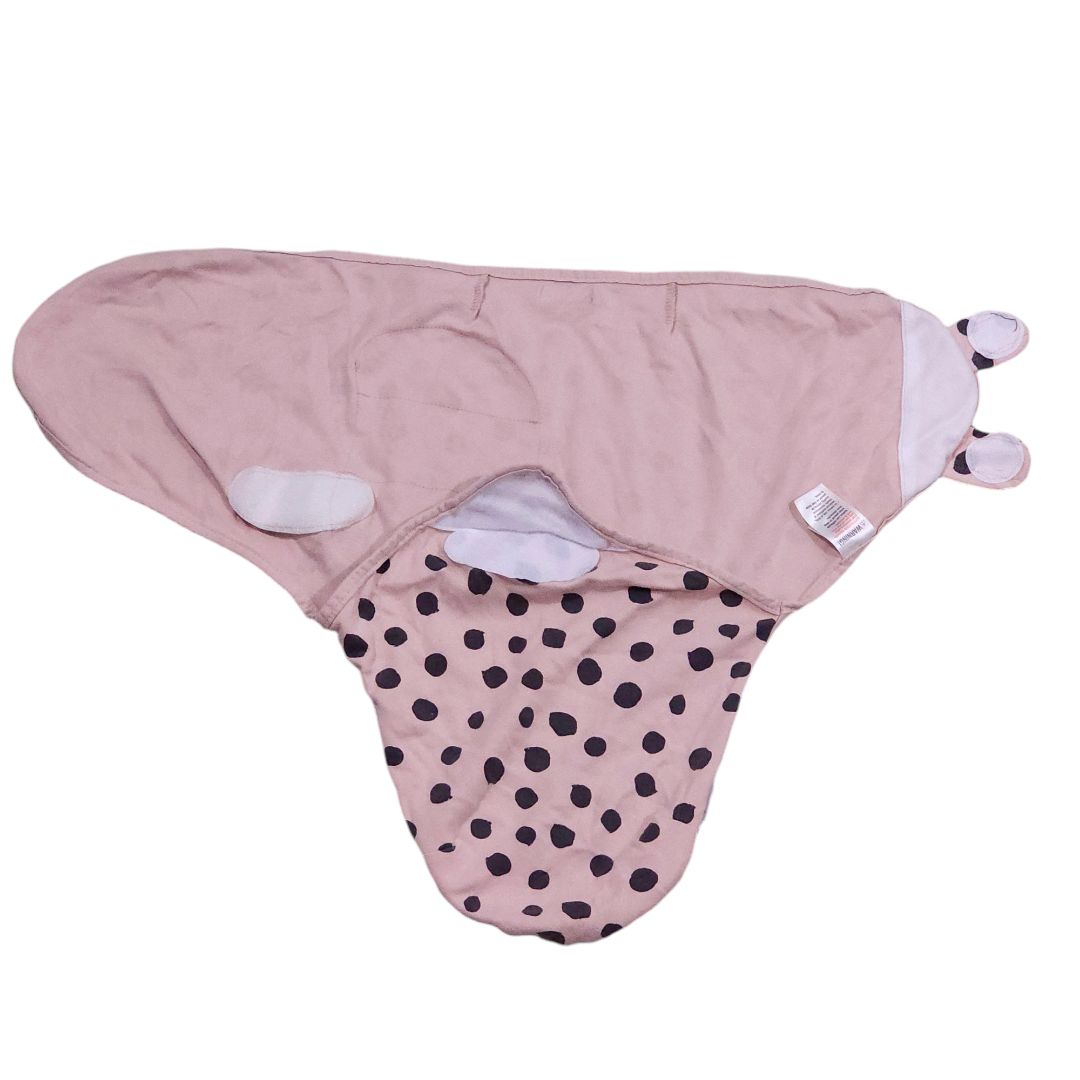 Ely's and Co - Pink and Black Polka Dots Swaddle, 4-6 m