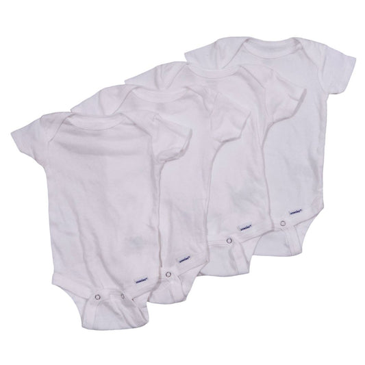 Gerber - White 4 Pack Short Sleeve Bodysuit, 0-3 m