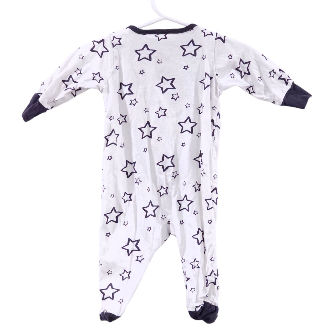 Gerber - White Boy's Stars Footed Pajama, 0-3 m