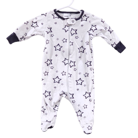 Gerber - White Boy's Stars Footed Pajama, 0-3 m