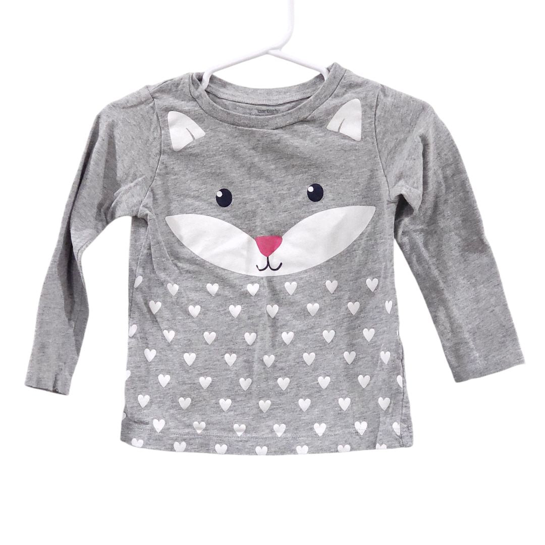 Camisa de manga larga con diseño de gato gris de Carter's, 2 piezas