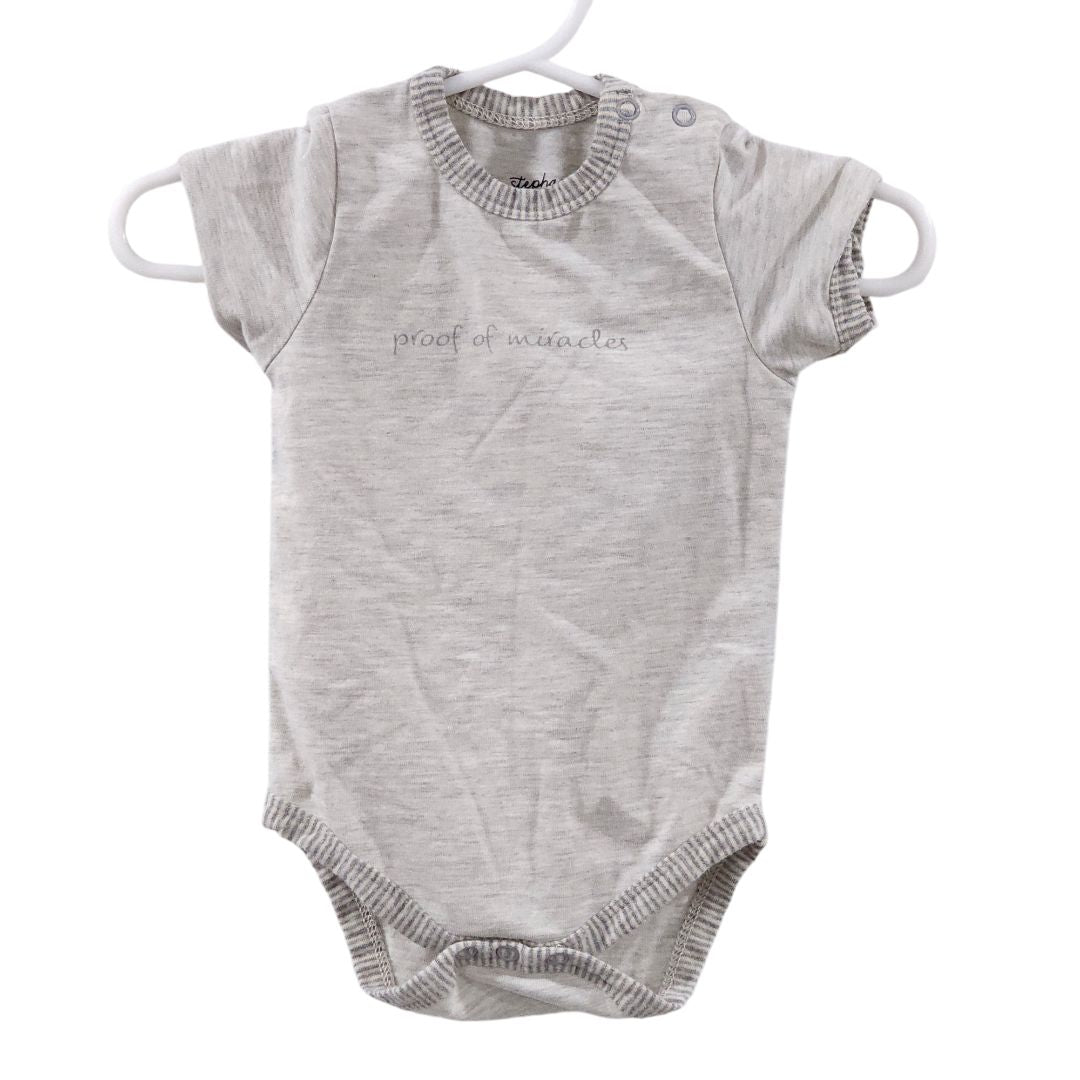 Stephan Baby - Gray "Proof of Miracles" Short Sleeve Bodysuit, 0-3 m