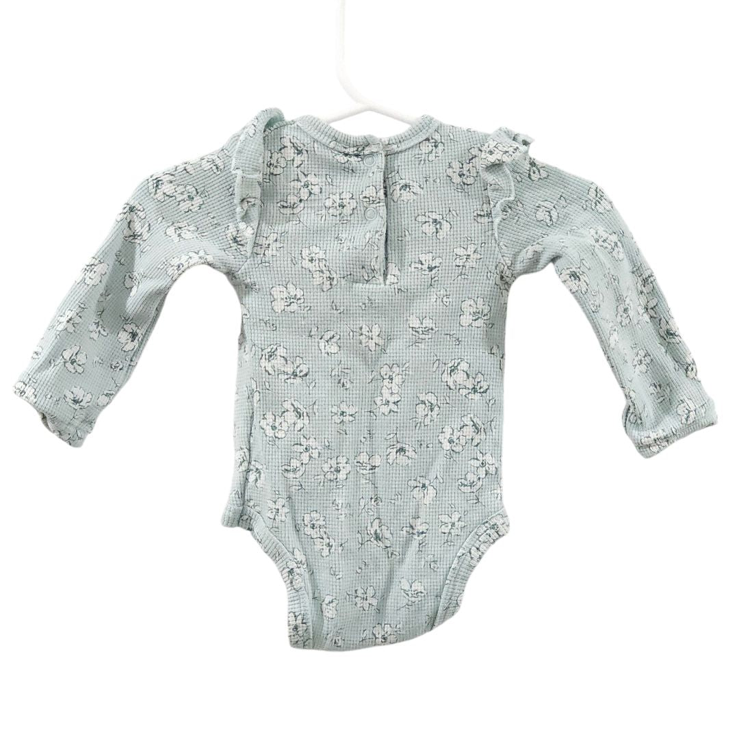 Catherine Malandrino - Blue Ruffled Knit Floral Long Sleeve Top and Pants Set, 3-6 m