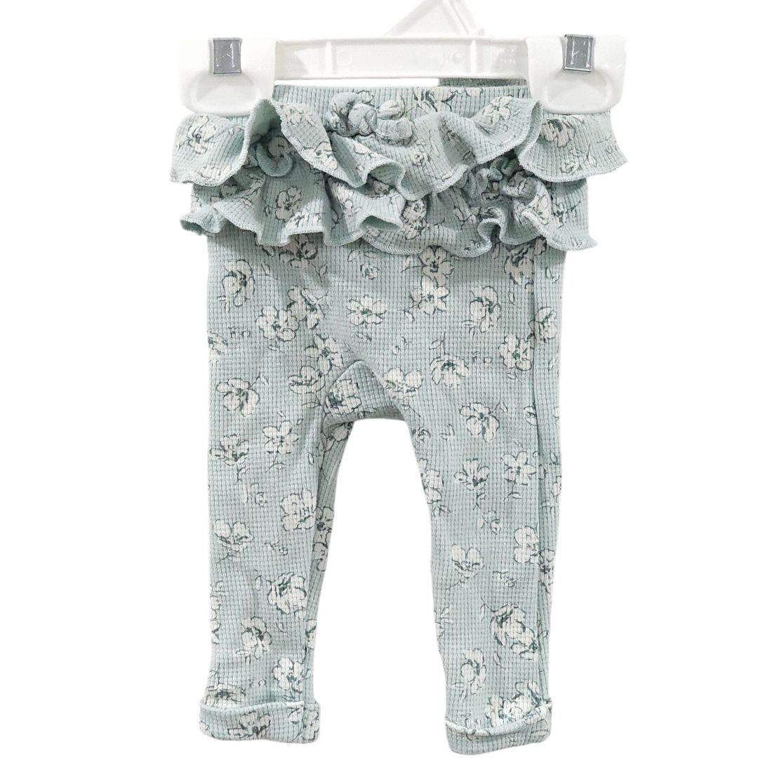 Catherine Malandrino - Blue Ruffled Knit Floral Long Sleeve Top and Pants Set, 3-6 m