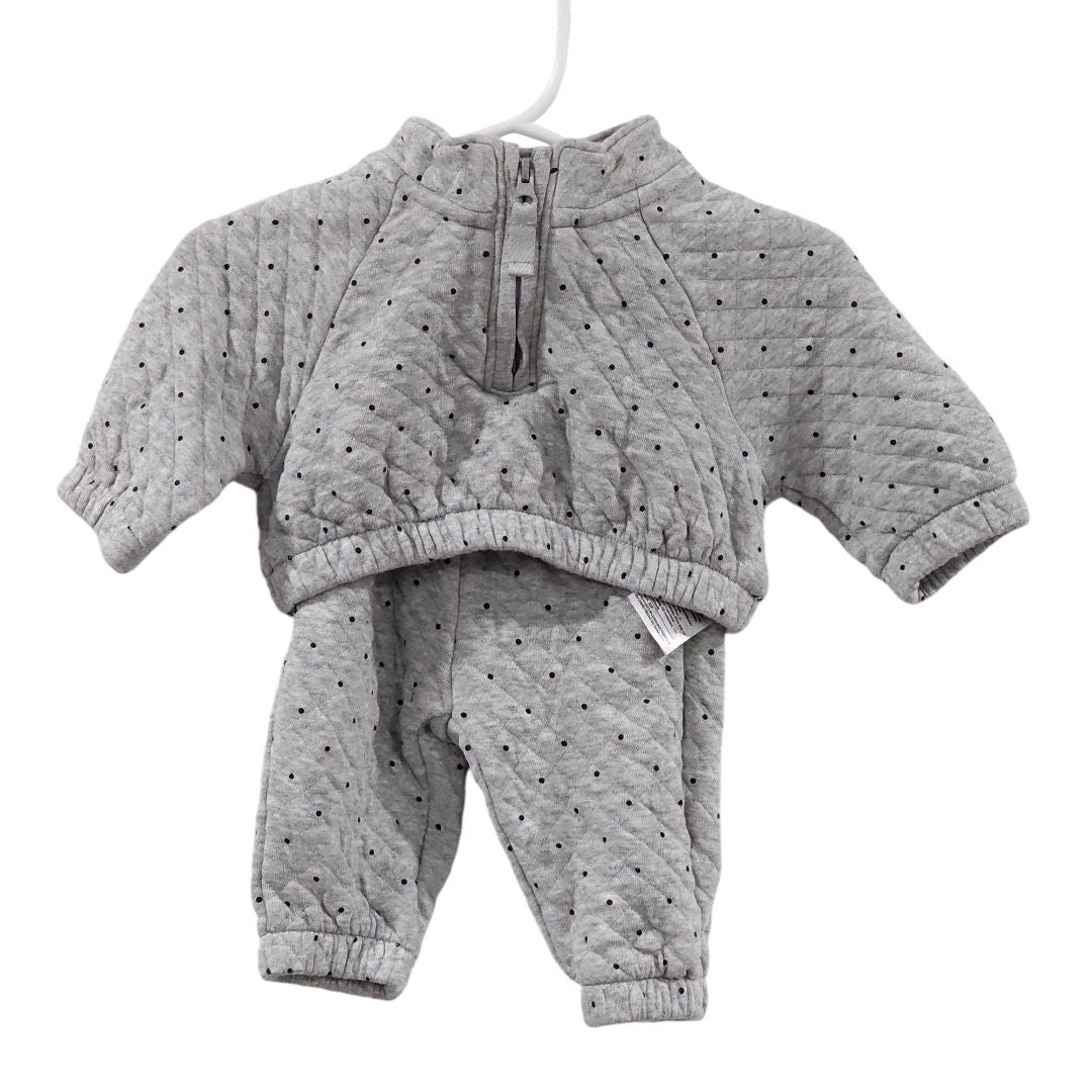 Baby Gap - Conjunto de suéter de manga larga y pantalón deportivo con lunares acolchados en gris, 0-3 meses