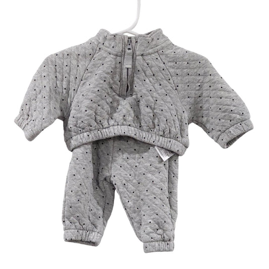 Baby Gap - Gray Quilted Polka Dot Long Sleeve Sweater and Jogger  Pants Set, 0-3 m