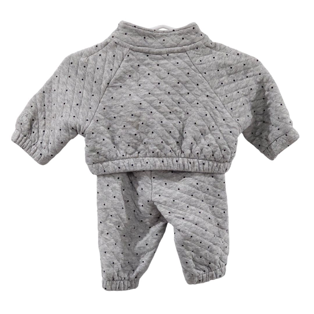 Baby Gap - Conjunto de suéter de manga larga y pantalón deportivo con lunares acolchados en gris, 0-3 meses