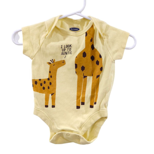 Old Navy - Yellow "I Look up to Auntie" Giraffe Bodysuit, 0-3 m