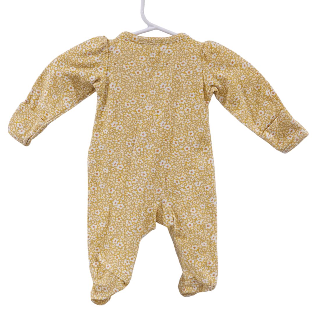 Child of Mine - Yellow Floral "Little Sister" 2-way zip Footed Pajama, Newborn