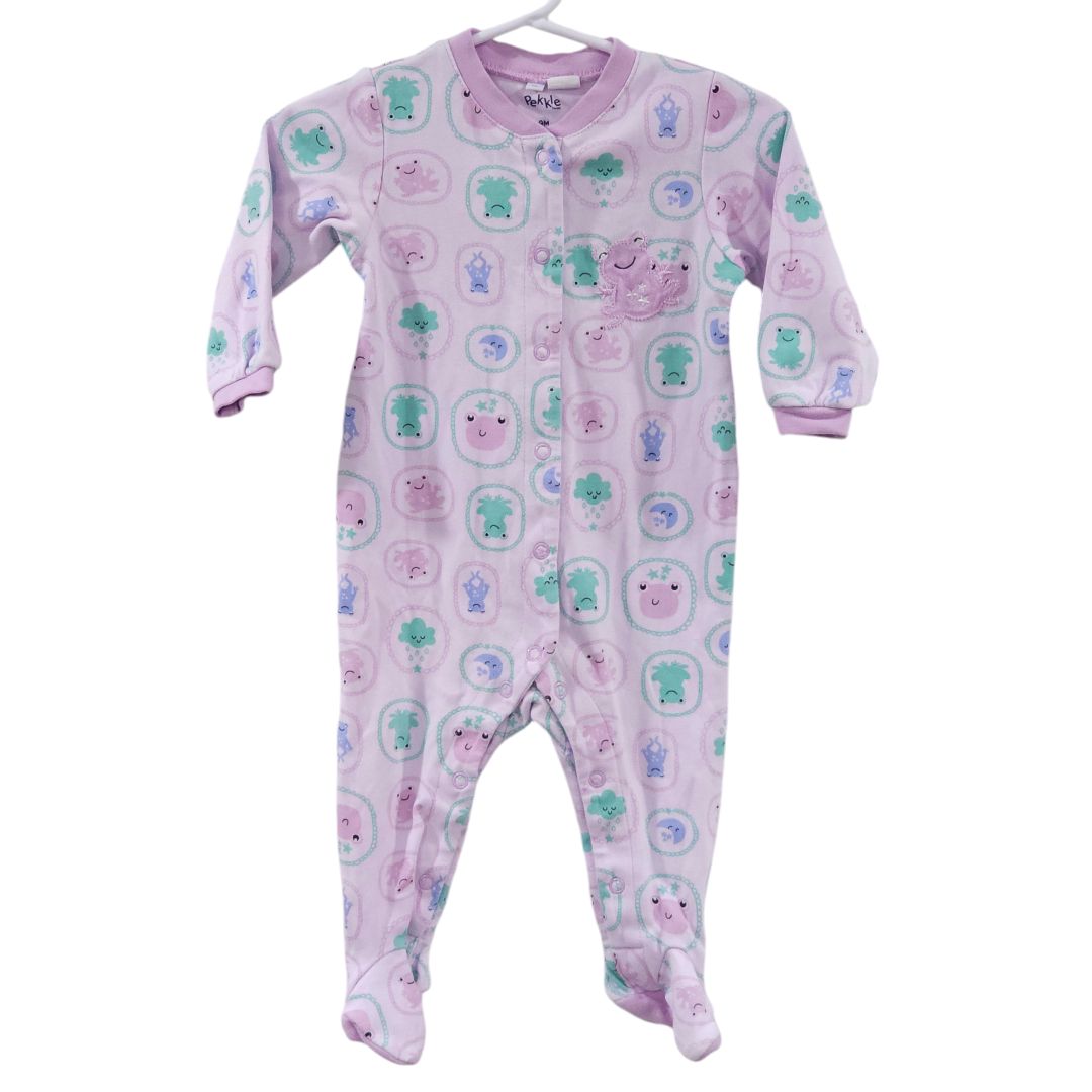 Pekkle - Purple Frogs Snap Footed Pajama, 9 m