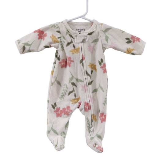 Carter's - Cream Floral Fleece 2-Way-Zip Pajama, Preemie