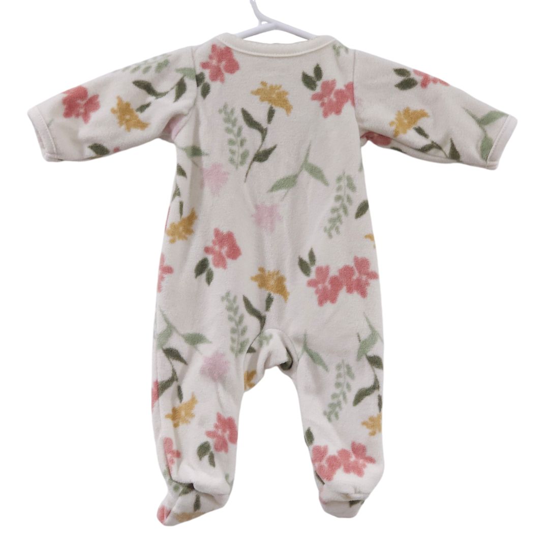 Carter's - Cream Floral Fleece 2-Way-Zip Pajama, Preemie