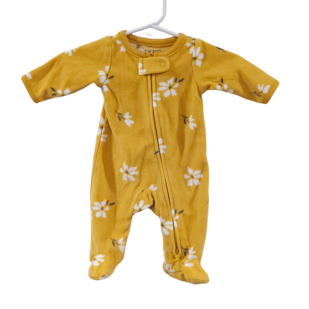 Carter's - Yellow Floral Fleece 2-Way-Zip Pajama, Preemie