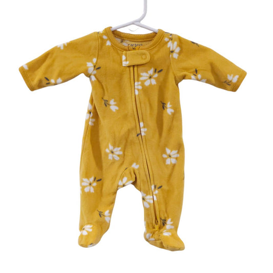 Carter's - Pijama de polar con cremallera bidireccional y estampado floral amarillo, para bebés prematuros