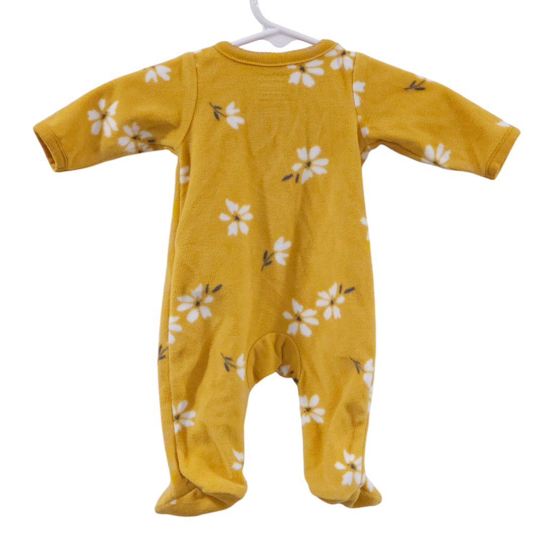 Carter's - Yellow Floral Fleece 2-Way-Zip Pajama, Preemie