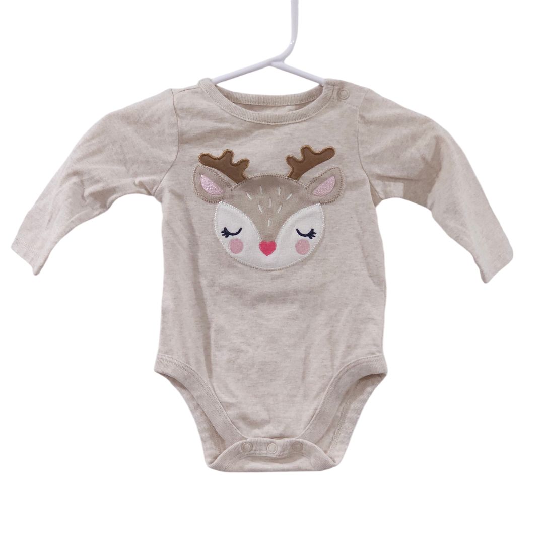 Garanimals - Body de reno de manga larga rosa y pantalones de polar, 0-3 m