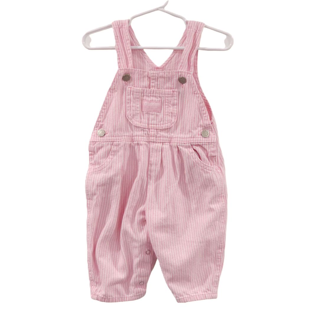 OshKosh B'gosh - Pink Striped Overalls, 6-9 m