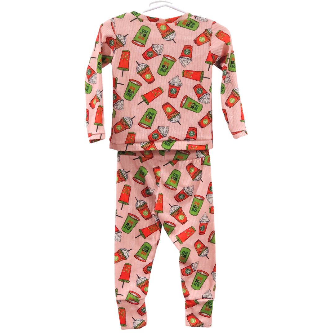 Pink Two Piece Holidays Starbucks Coffee Pajama, 18 m