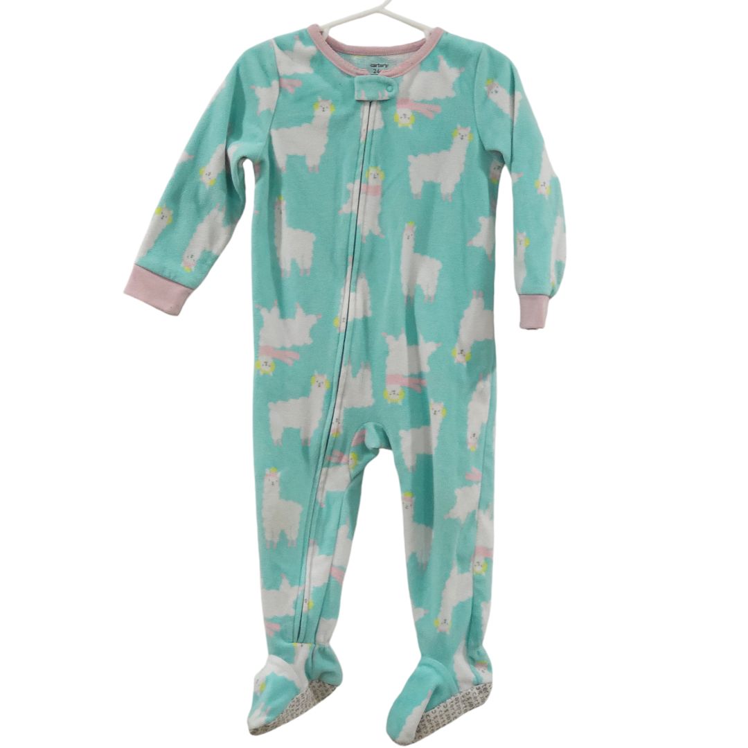 Carter's - Blue Girl's Llama Fleece Pajama, 24 m