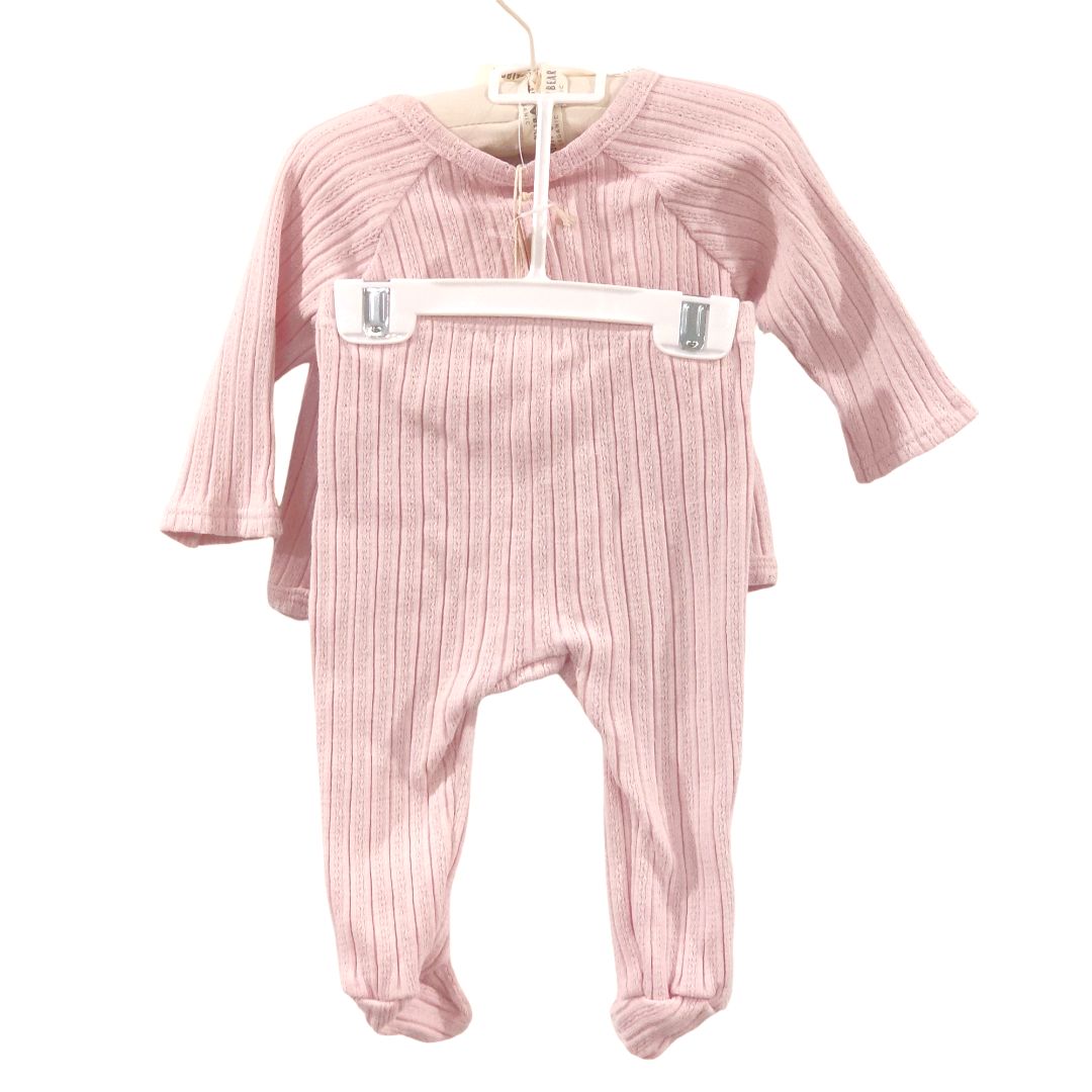 Rabbit and Bear - Pink Two Piece Kimono Style Set with Bear, 3-6 m