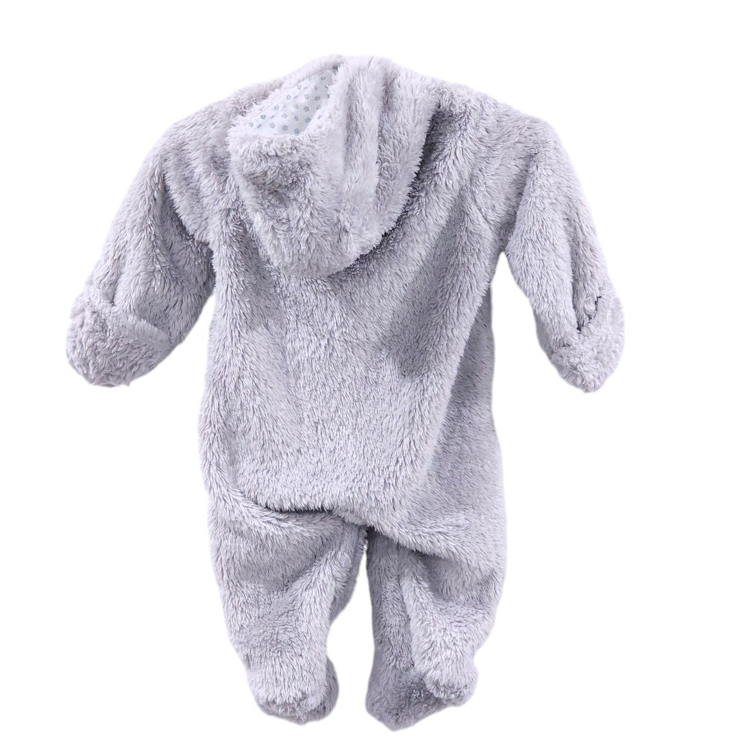 Just One You - Gray Penguin Fleece Zip-up Footed with Hoodie Jumpsuit, 3 m