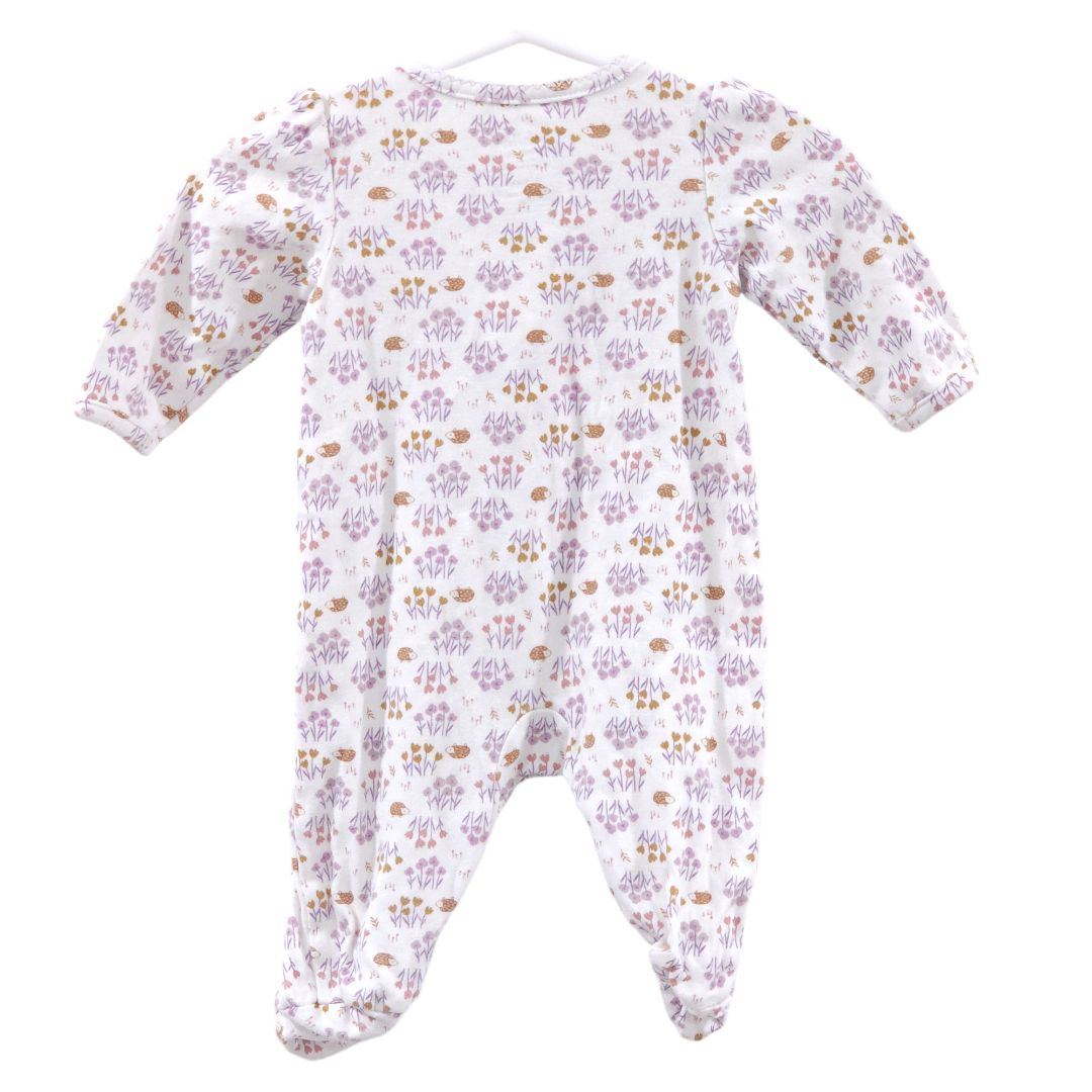 Child of Mine - Purple "Little Sister" Floral 2-way Zip Footed Pajama, 0-3 m