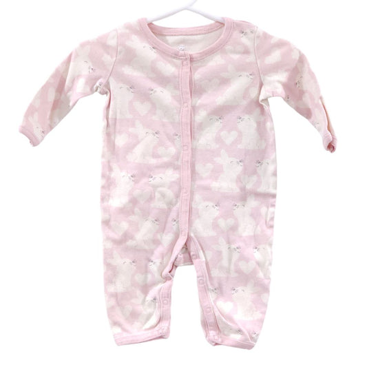 Koala Baby - Pink Hearts and Rabbits Snaps Pajama, 3 m