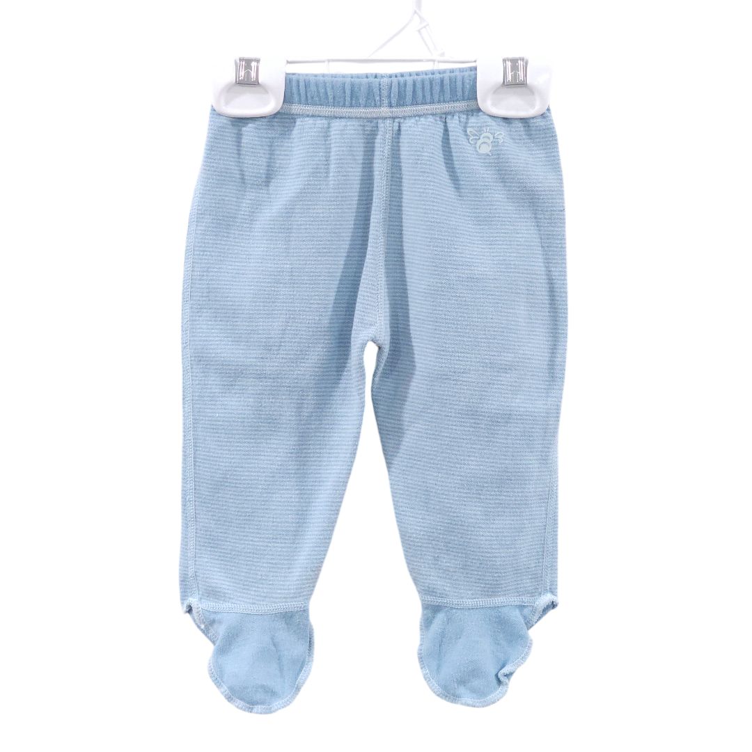 B Nature - Conjunto de body de manga larga y pantalón con pie de rayas orgánicas azules, 3 m