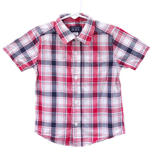 The Children's Place - Camisa abotonada de cuadros rojos, 3T