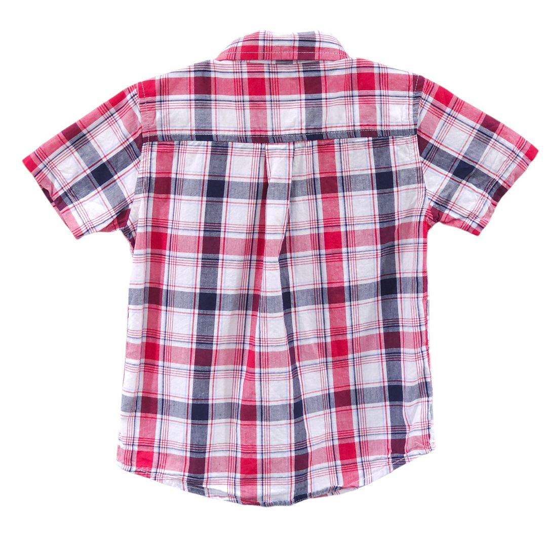 The Children's Place - Camisa abotonada de cuadros rojos, 3T