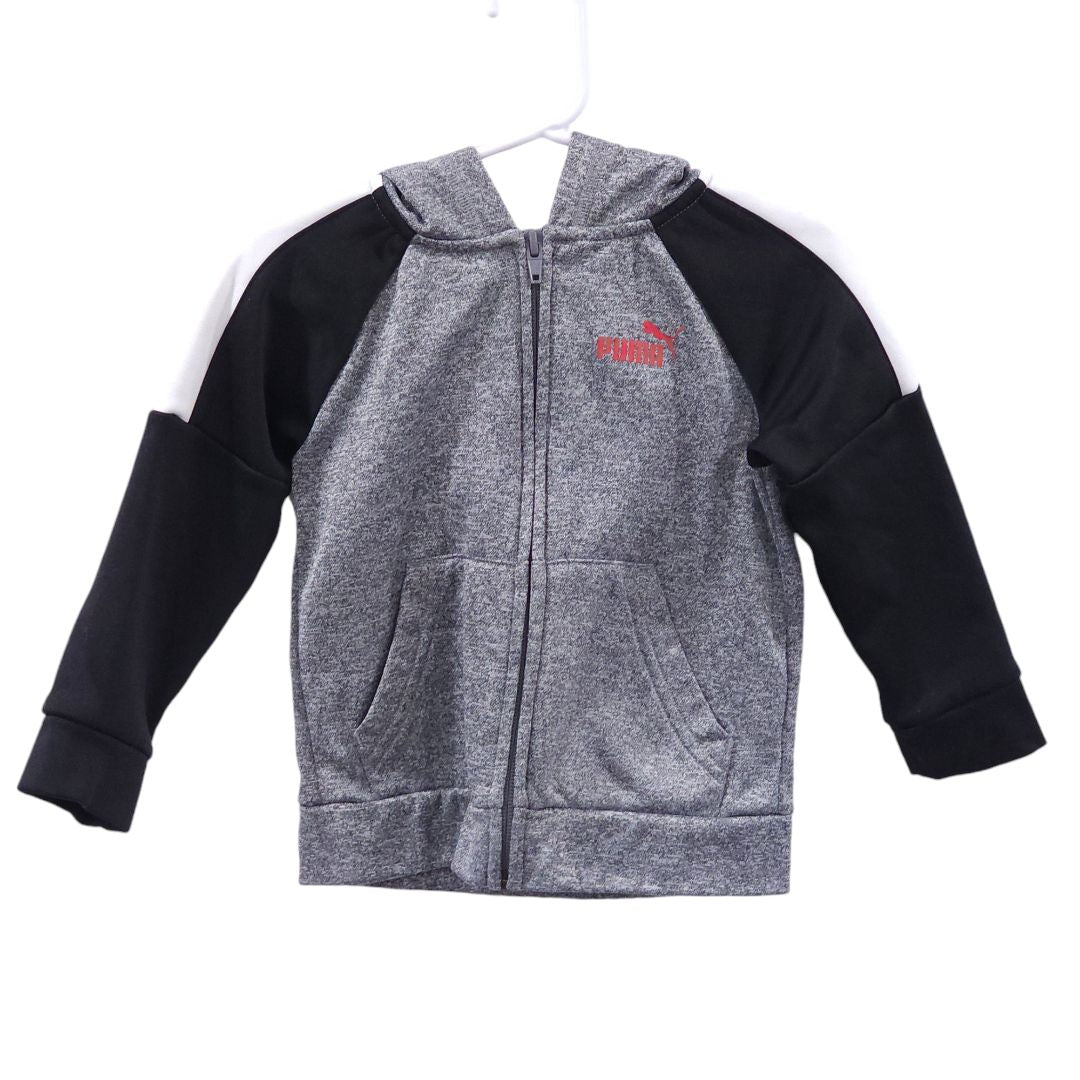 Puma - Chaqueta con cremallera y capucha gris, 3T