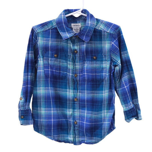 Carter's - Camisa abotonada de cuadros azules, 3T