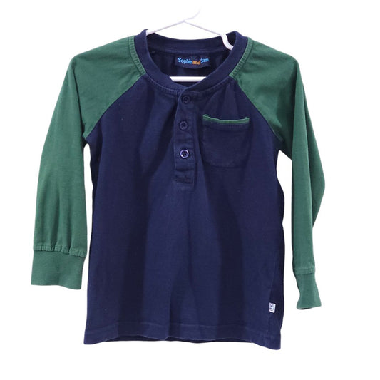 Sophie y Sam - Camisa de manga larga Henley verde, 2T