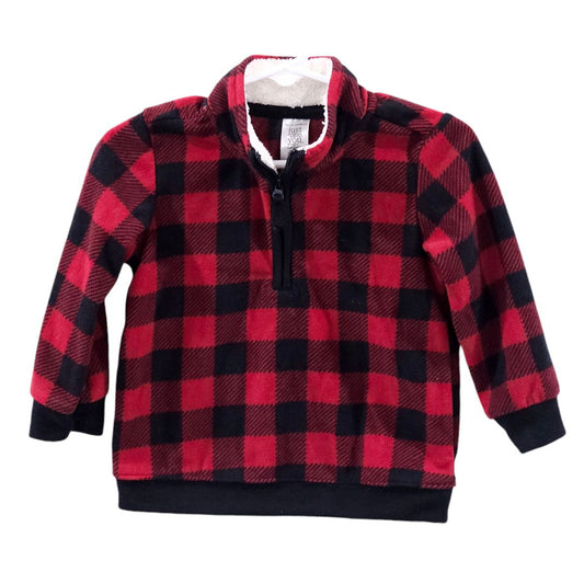 Just One You - Red Fleece Buffalo Plaid Flannel Half-zip Jacket, 18 m