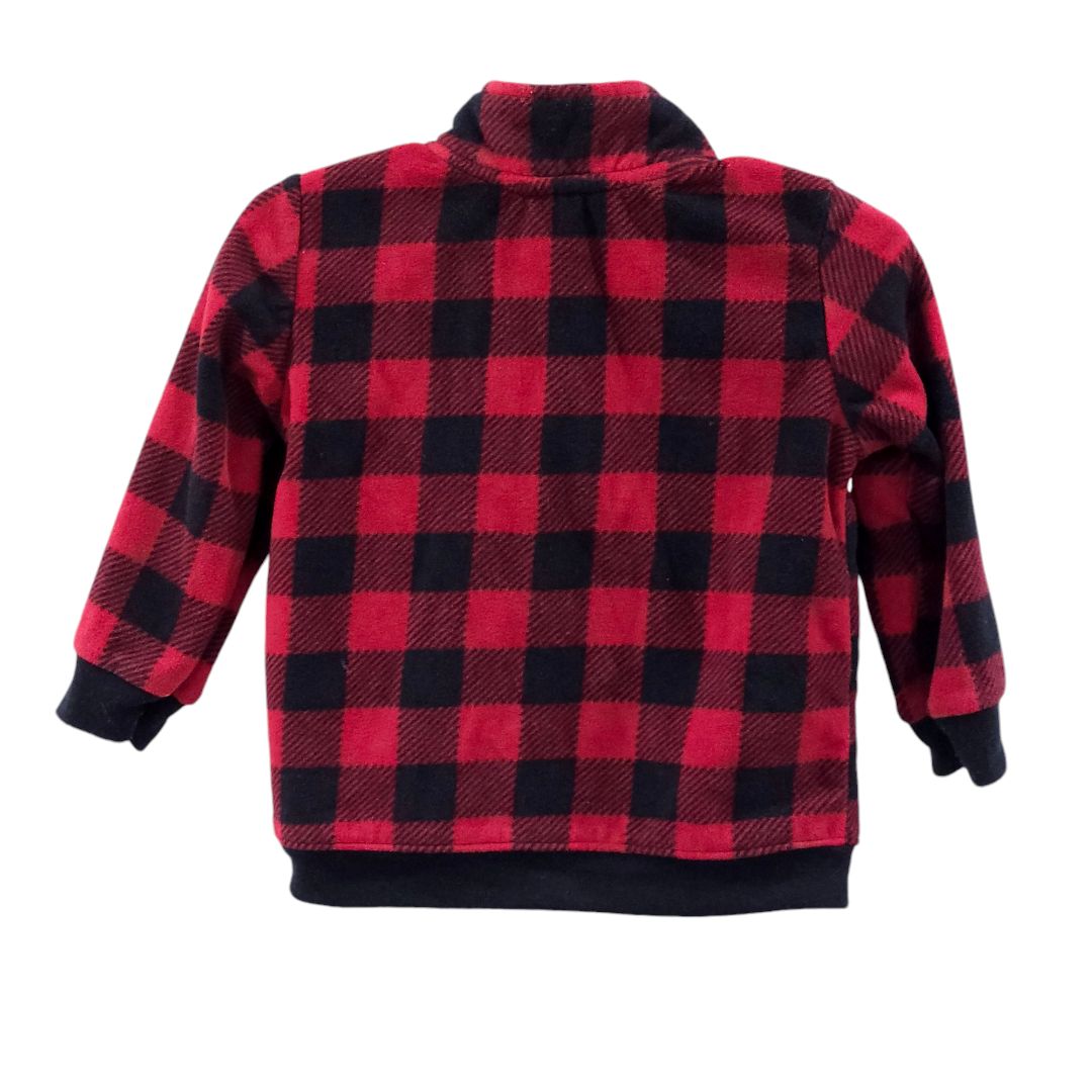 Just One You - Red Fleece Buffalo Plaid Flannel Half-zip Jacket, 18 m