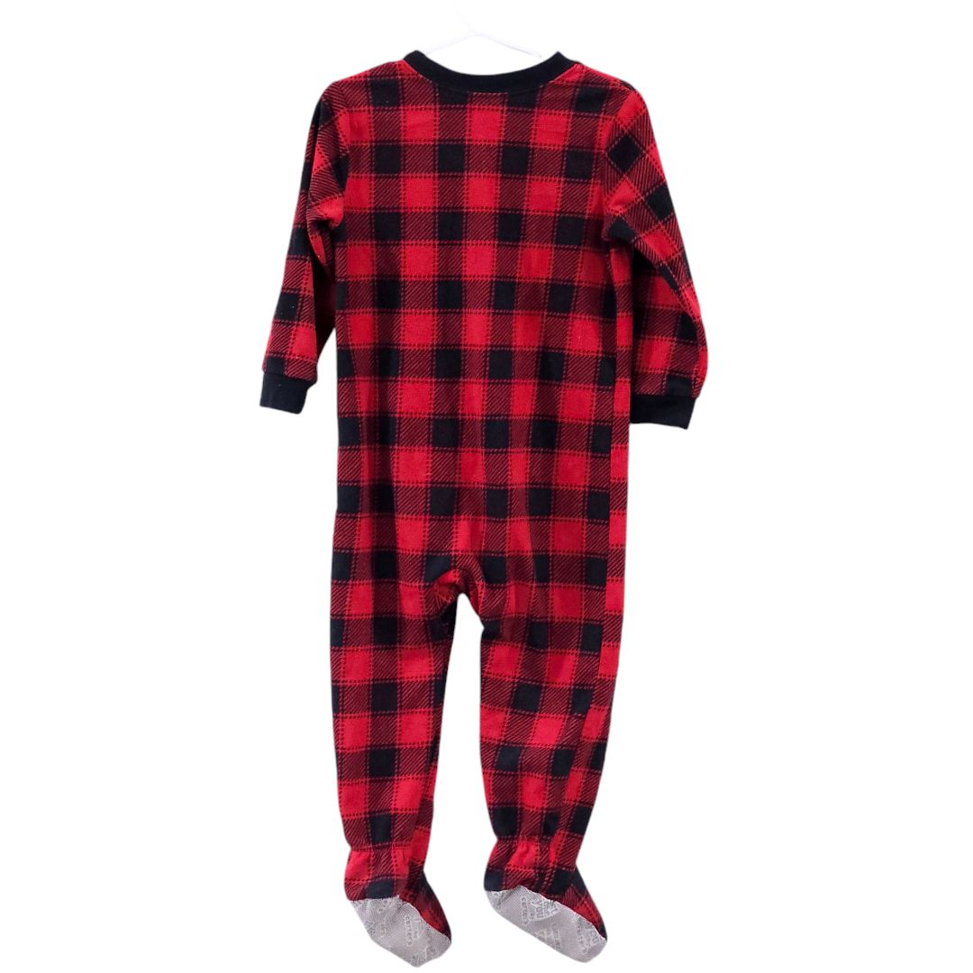 Just One You - Red Buffalo Check Fleece Footed Pajama, 2T