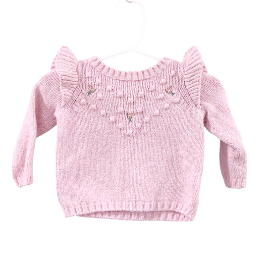 Old Navy - Pink Knitted Embroidered Sweater and Pant Set, 3-6 m