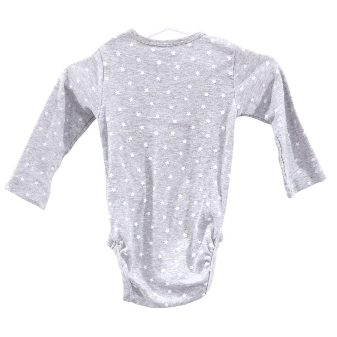 H&M - Gray Stars Long Sleeve Bodysuit, 3-6 m